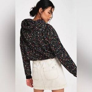 Levi's Black Floral Patterned Crop Sweater Small